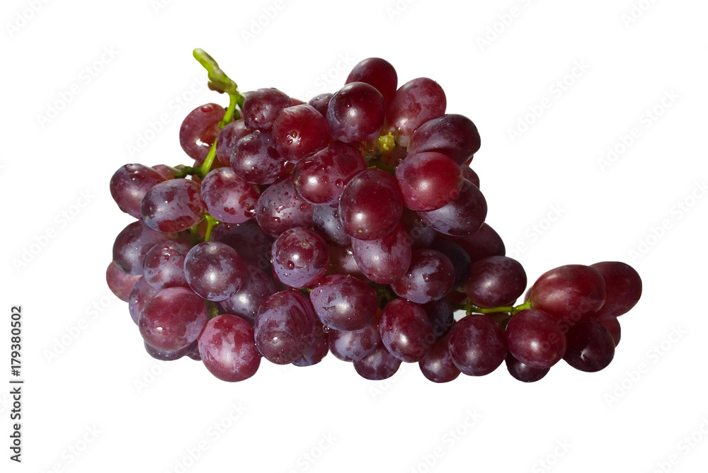 Ripe red grape with bunch isolated on white background Ripe red grape with bunch isolated on white background