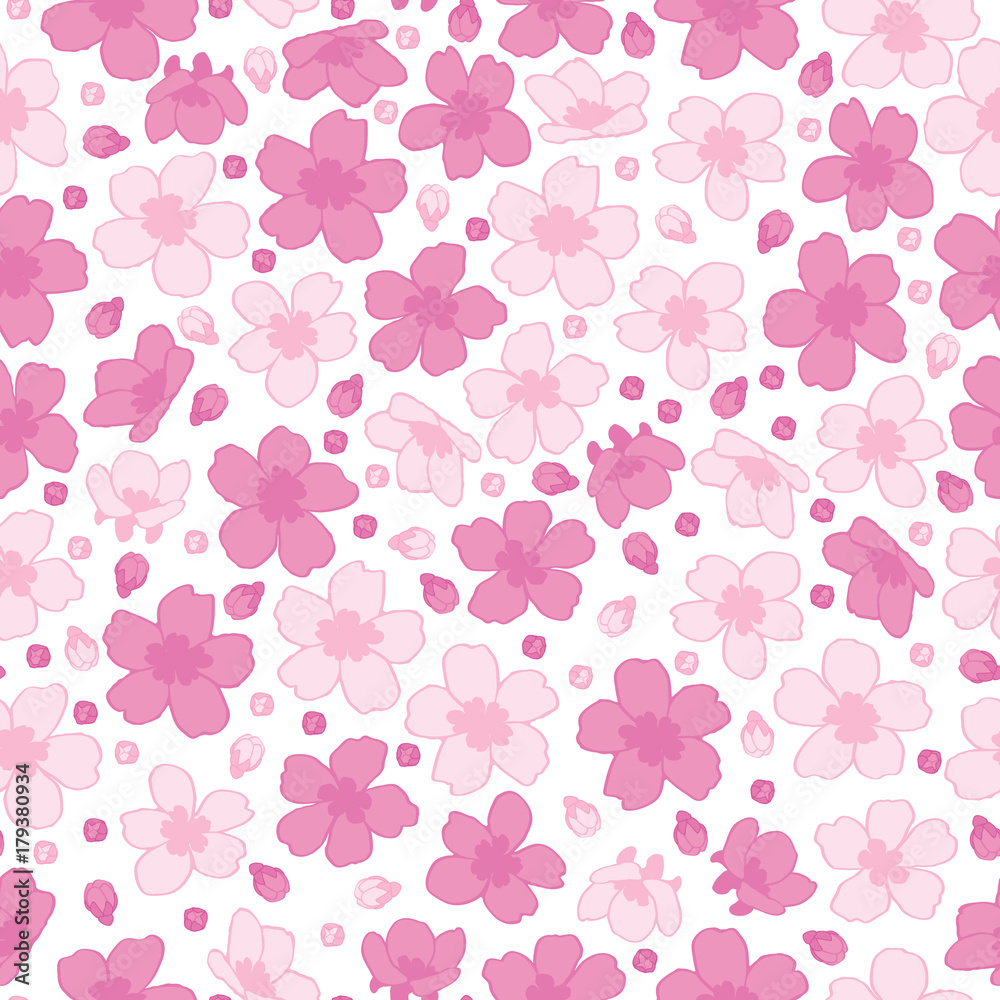 Sakura Cluster Seamless Pattern