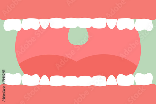 open mouth with healthy teeth and tongue, dental care