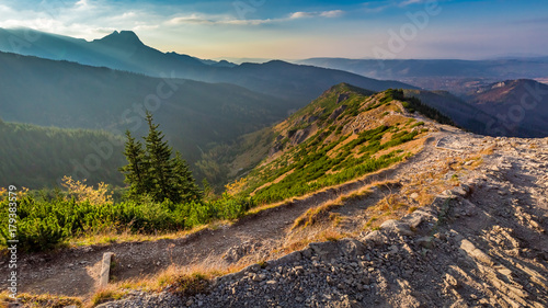 Fototapeta Naklejka Na Ścianę i Meble -  Beautiful sunset in Tatra mountains from the ridge in Poland