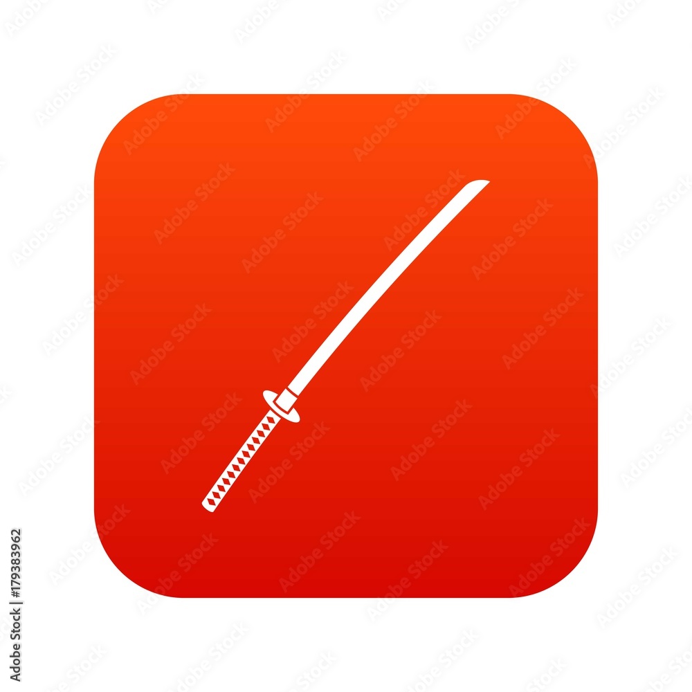 Japanese katana icon digital red Japanese katana icon digital red