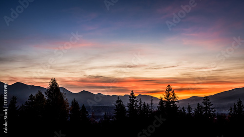 Sunset in Tatras mountain in Zakopane  Poland