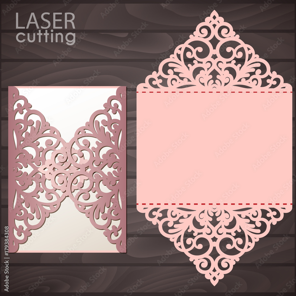 Obraz Laser cut wedding invitation card template vector. Cutout paper