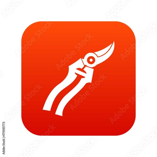 Garden shears icon digital red