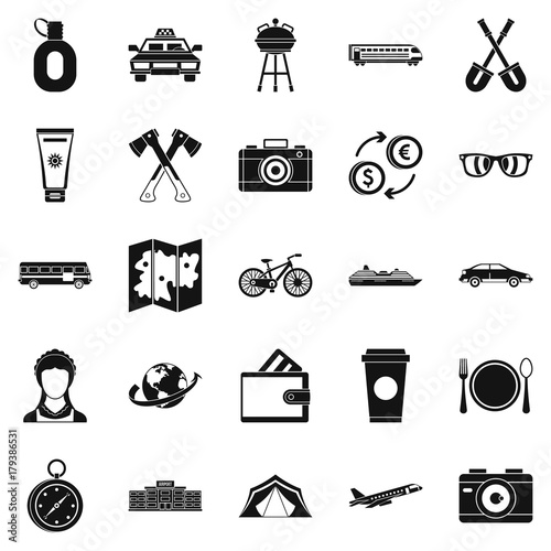 Holiday money icons set, simple style