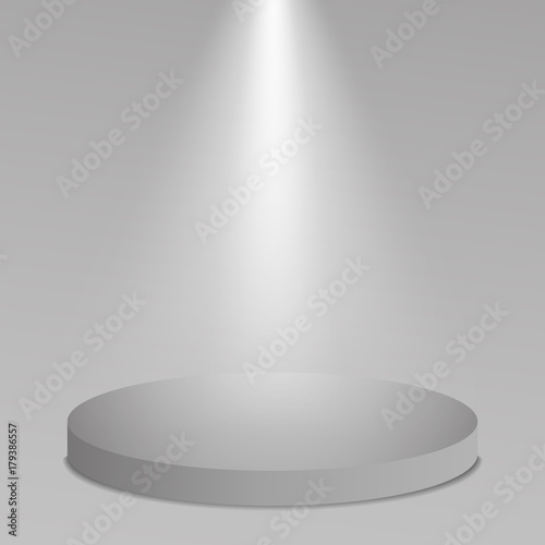 Podium, Stage lights on a gray background. vector illustration. © Aleksandr
