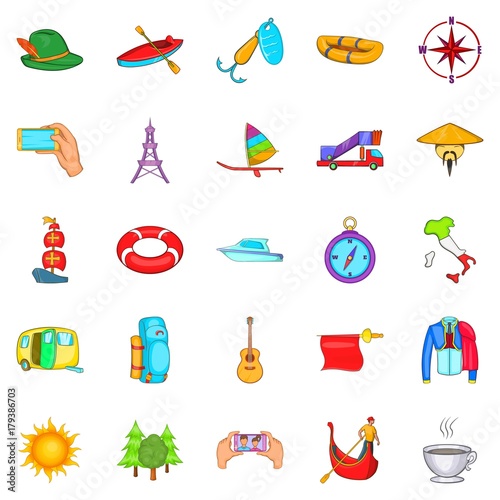 Journey of all life icons set, cartoon style
