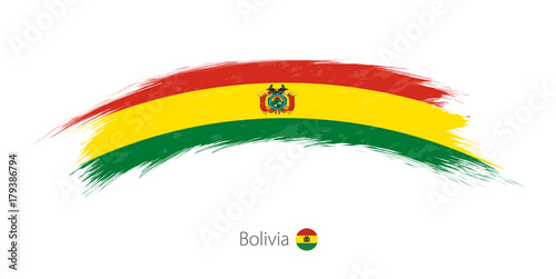 Flag of Bolivia in rounded grunge brush stroke.