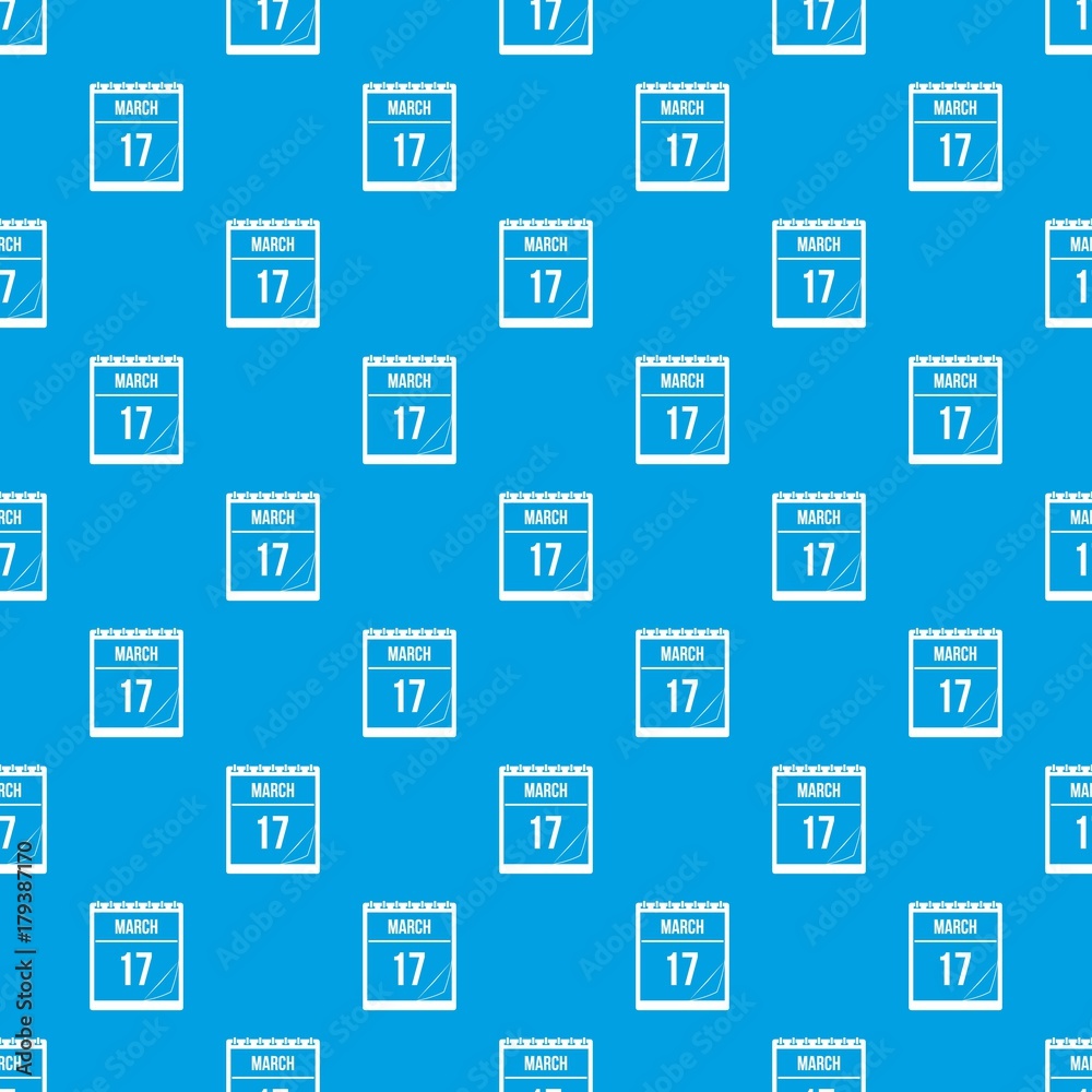 Calendar with date of March 17 pattern seamless blue Calendar with date of March 17 pattern seamless blue