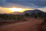 Sundown in the landscape in Kenya, hills in the far.