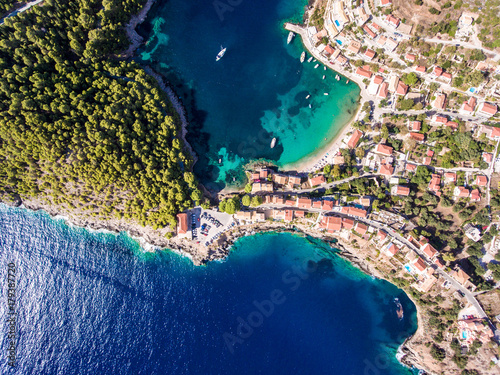 Kefalonia Assos Village in Greece as seen from above