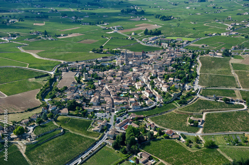 Aerial wiev Saint Emilion Vineyard landscape, Vineyard south west of France
