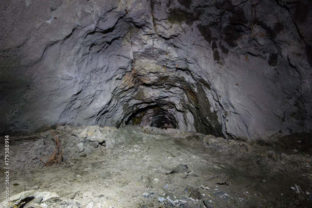 Underground mine shaft copper ore tunnel gallery 