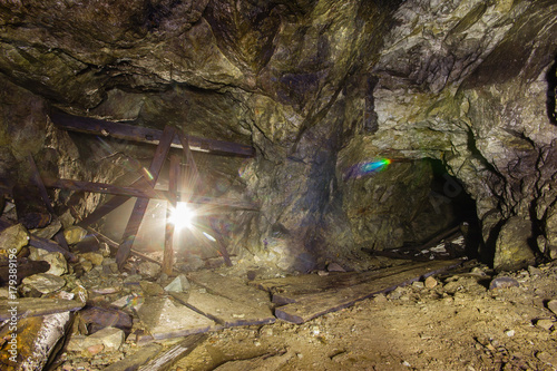 Underground mine shaft copper ore tunnel gallery