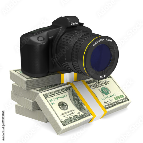 digital camera on white bac...