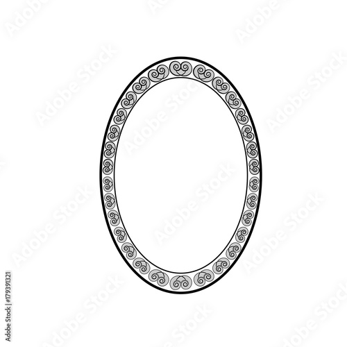 Frame oval of spiral card. Fashion graphic background design. Modern stylish abstract texture. Monochrome template for prints, textiles, wrapping, wallpaper. Design flat element. Vector illustration