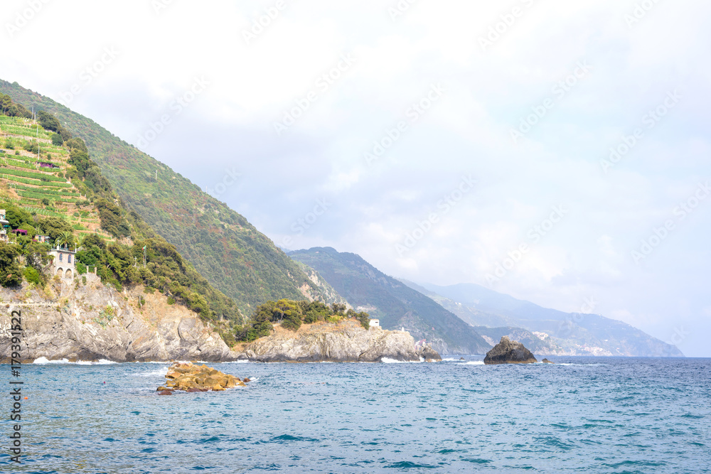 Beautiful view to Monterosso al Mare mountains and a part of sea