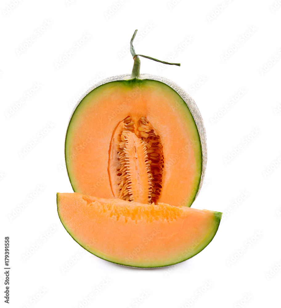 melon slices isolated on white background melon slices isolated on white background