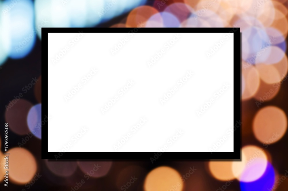blank advertising billboard or wide screen television on night light bokeh background, copy space for display of product presentation, commercial and marketing concept blank advertising billboard or wide screen television on night light bokeh background, copy space for display of product presentation, commercial and marketing concept