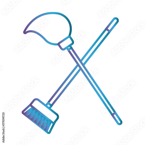broom and mop icon over white background vector illustration