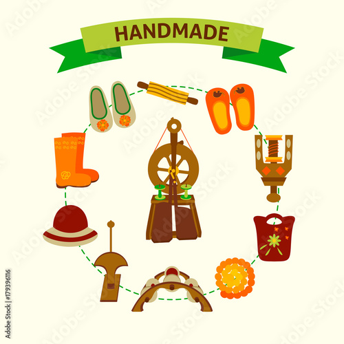 Banner design template with felting items