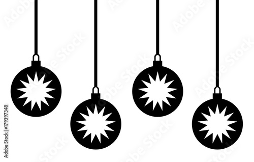 christmas balls black vector pictogram silhouette