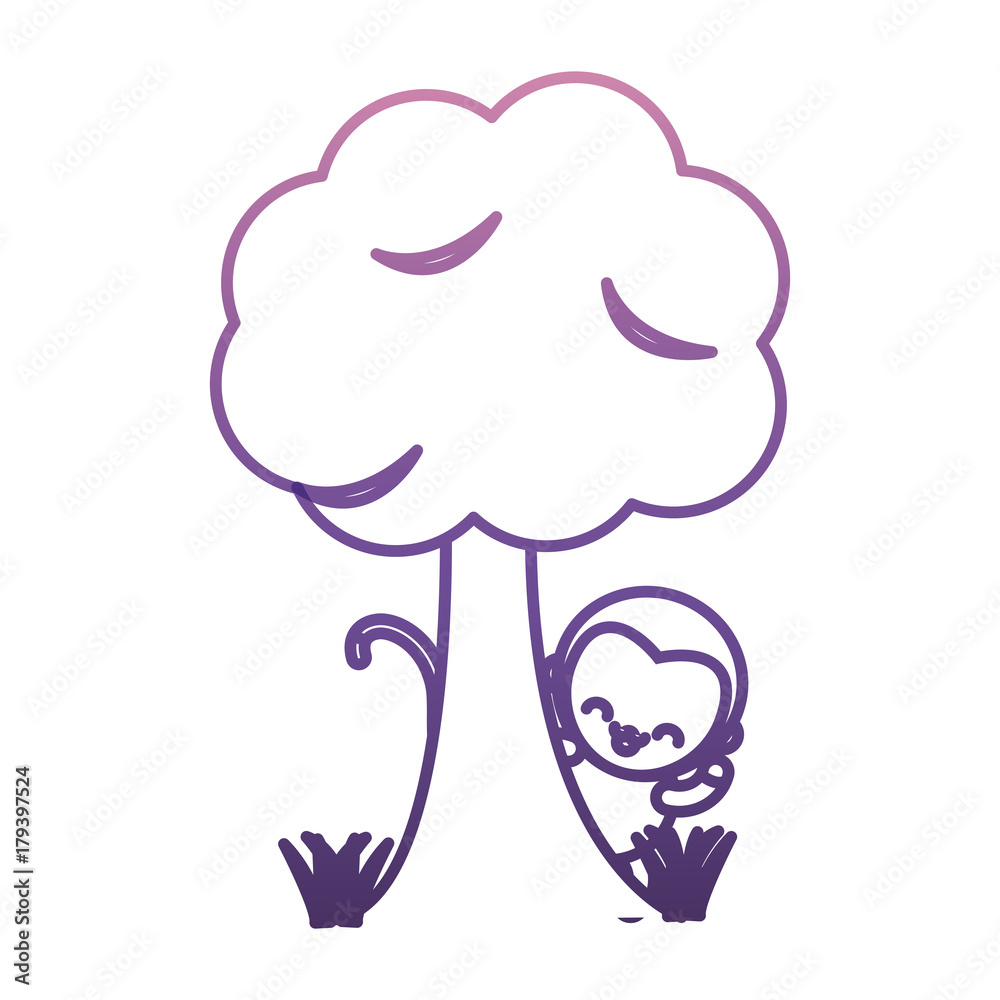 Fototapeta premium tree and cute monkey icon over white background vector illustration