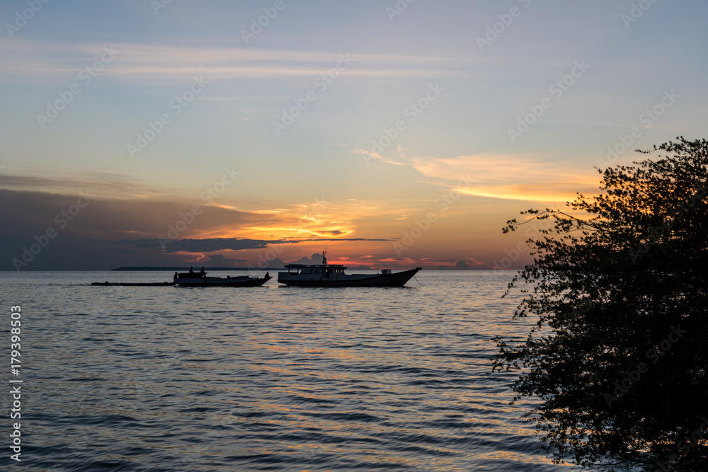 Sunset on Nunukan island, Maratua, Kalimantan, Borneo, Indonesia