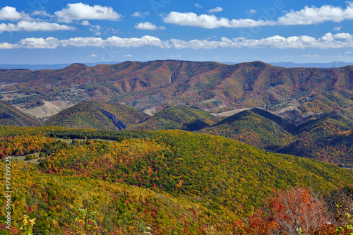 View of autumn colors and North Fork Mountain, located in the Allegheny Highlands of West Virginia, USA © Sean  Board