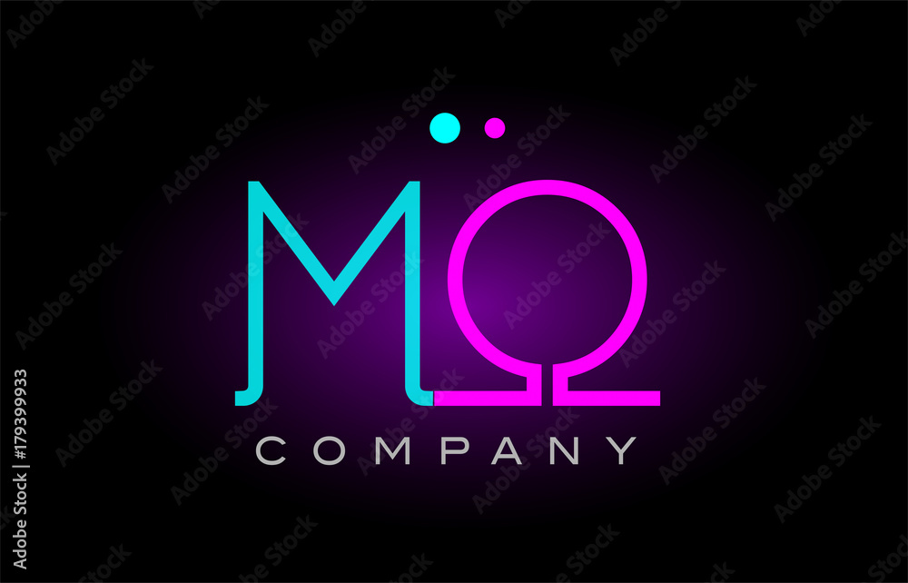 neon lights alphabet mo m o letter logo icon combination design Stock ...