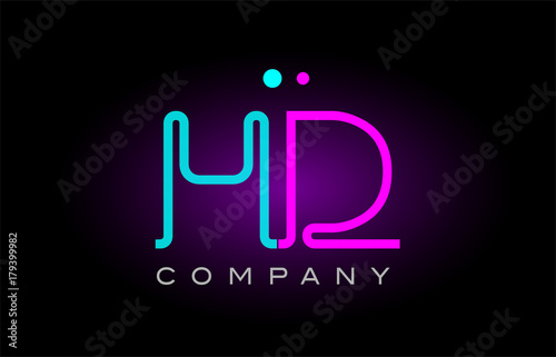 neon lights alphabet hd h d letter logo icon combination design