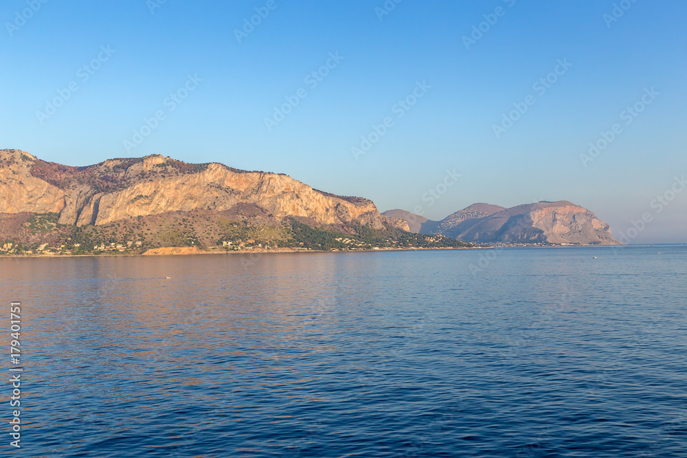 Palermo, Sicily, Italy. Rocky coast of the island