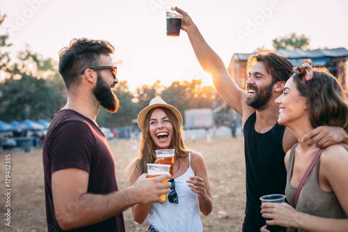 Young people having fun at music festival