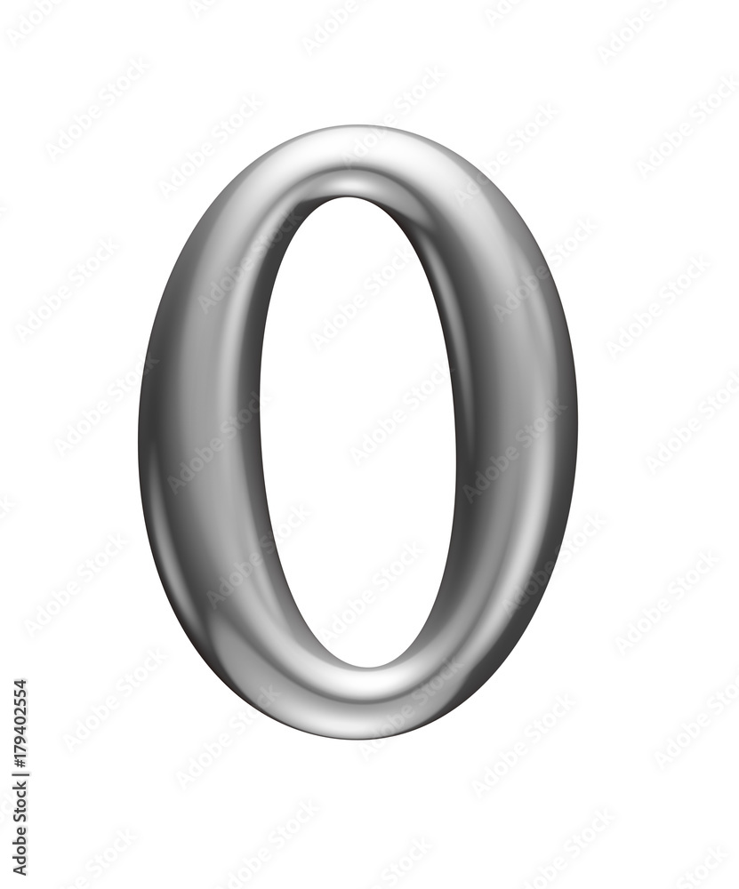 metallic alphabet, number 0, 3d rendering metallic alphabet, number 0, 3d rendering