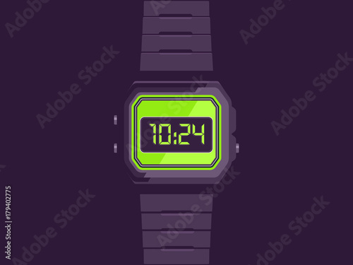 Electronic watch. Hand watch vector illustration