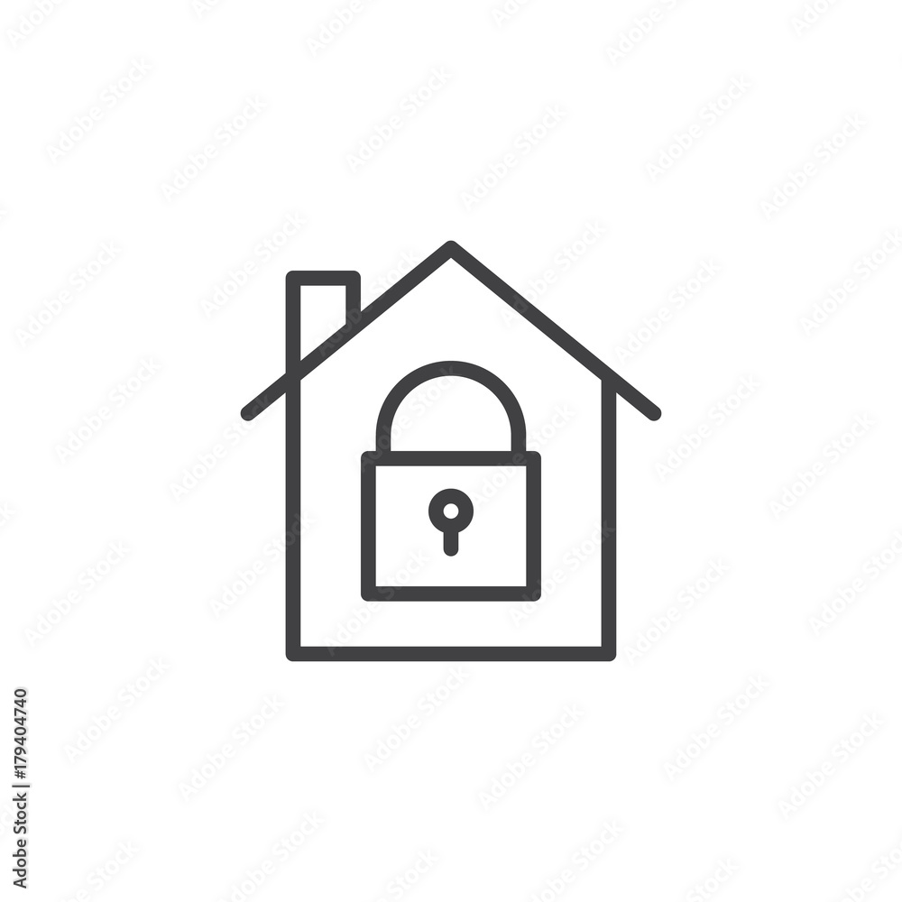 House with closed lock icon vector, filled flat sign, solid pictogram isolated on white. Home protection with locked padlock symbol, logo illustration House with closed lock icon vector, filled flat sign, solid pictogram isolated on white. Home protection with locked padlock symbol, logo illustration