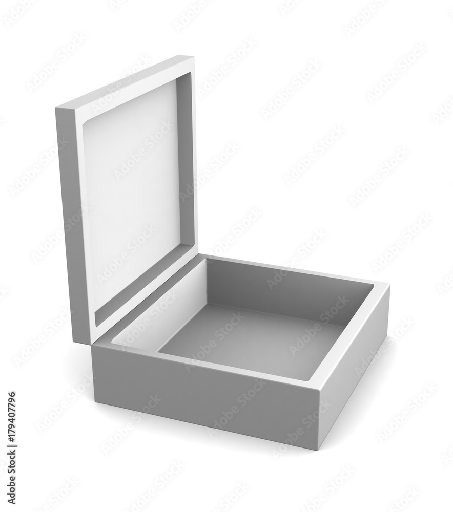 Realistic white box isolated on white background. 3d illustration Realistic white box isolated on white background. 3d illustration