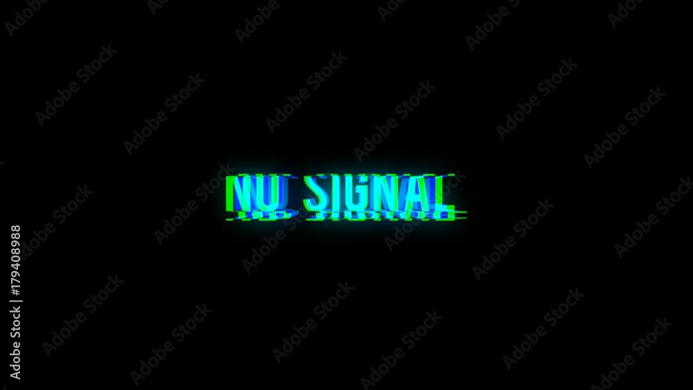 NO SIGNAL text glitch because of bad signal. Seamless loop