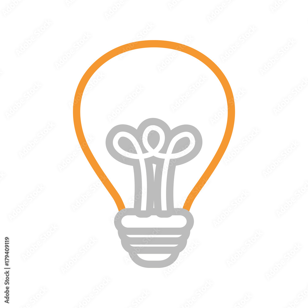 flat line colored light bulb over white background vector illustration flat line colored light bulb over white background vector illustration