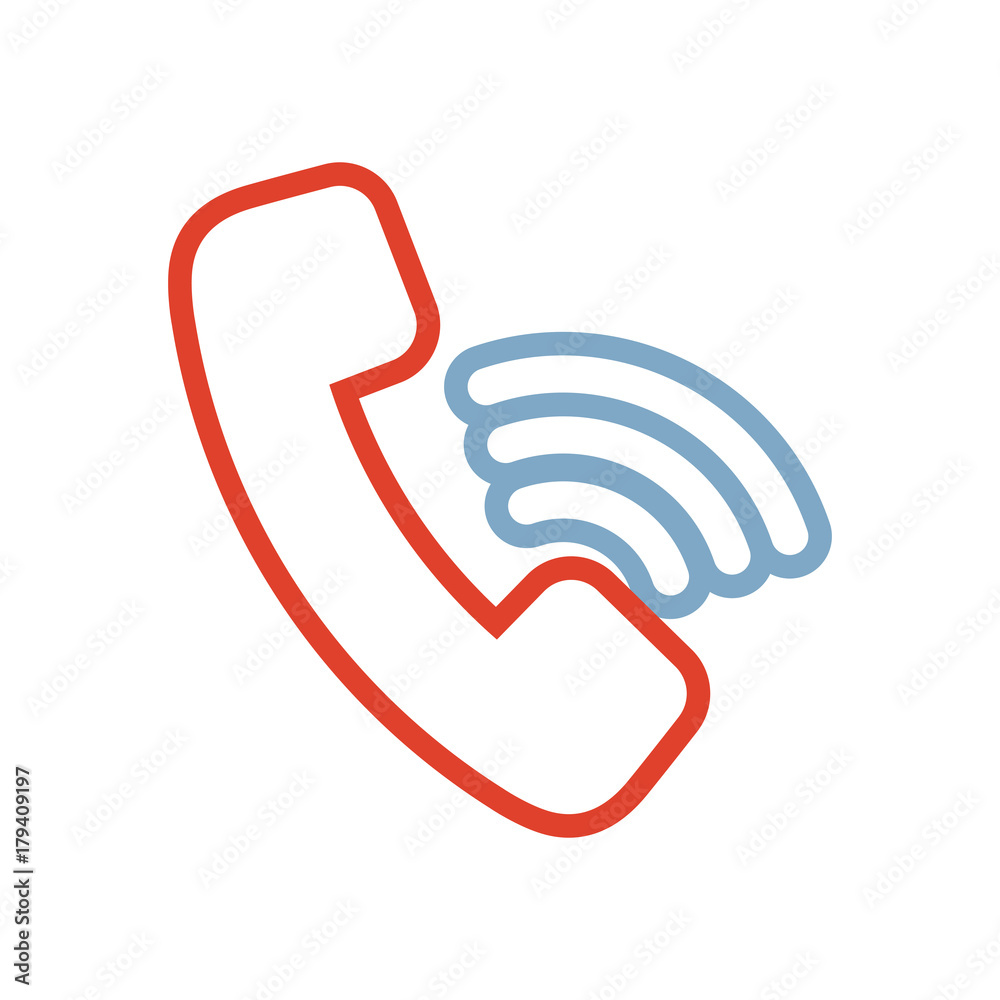 flat line colored telephone sign over white background vector ilustration flat line colored telephone sign over white background vector ilustration
