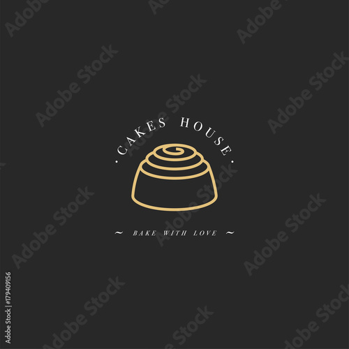 Vector design template and emblem - cake icon for cake shop. Sweet shop.