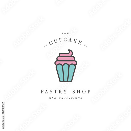 cupcake logo concept in simple style