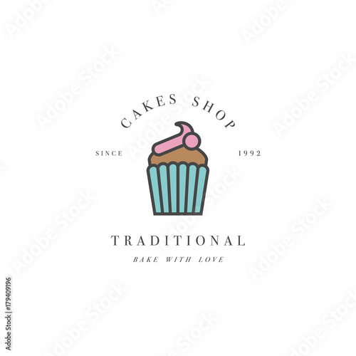 cupcake logo concept in simple style