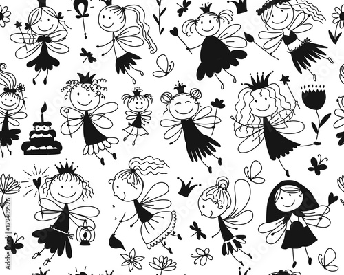 Cute little fairies collection, sketch for your design