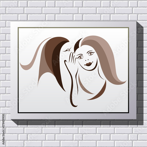 The graphic illustration with women's friendship 3