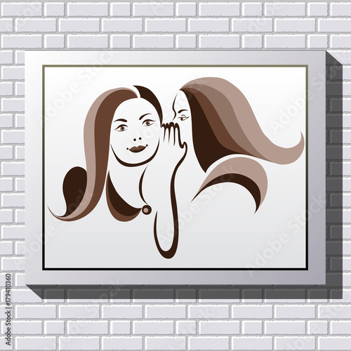 The graphic illustration with women's friendship 9