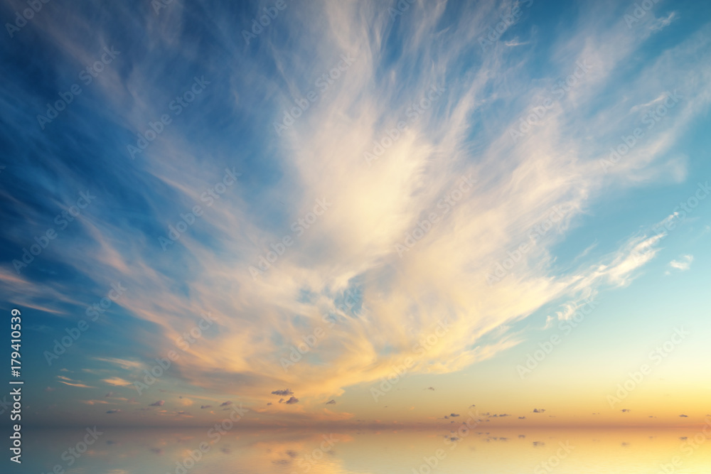 Sky panorama on sunset.