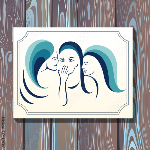 The graphic illustration with women's friendship 11
