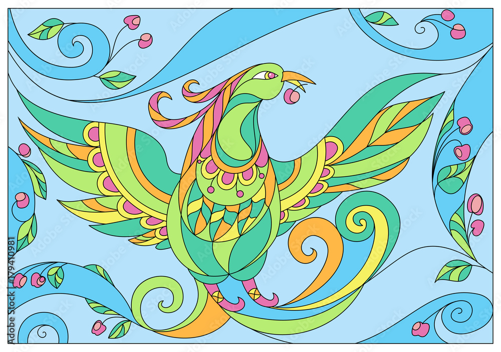 Abstract bird summer in pastel colours
