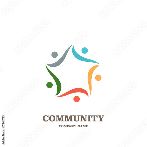 Global community or teamwork or social network people icon, logo